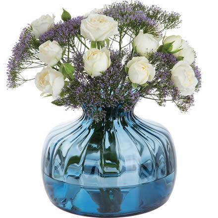 Dartington Crystal Medium Cushion Vase Ink Blue 14 5cm Single