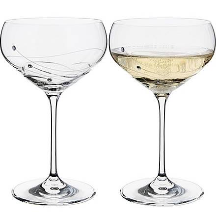 Dartington Crystal GLITZ Champagne Saucers 10.6oz / 300ml (Set of 2)