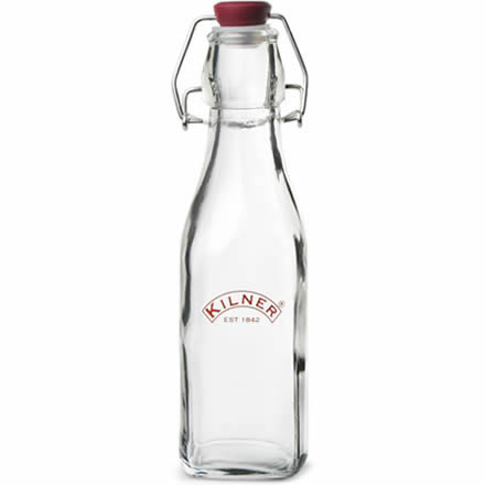 KILNER Square Clip Top Bottles 8.8oz / 250ml (Pack of 6)