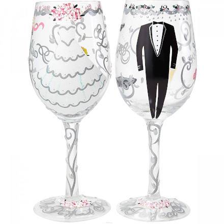 LOLITA Wedding “Bride” & “Groom” Wine Glasses Gift Set 15.5oz / 440ml (Set of 2)