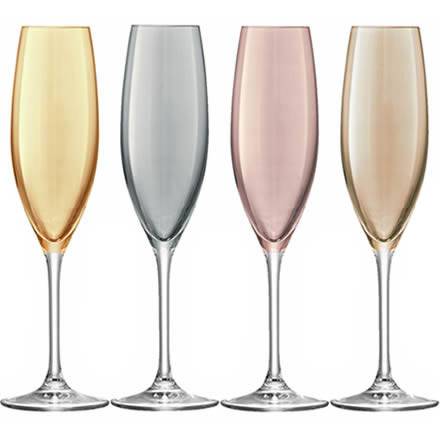 LSA POLKA Metallics Champagne Flutes 7.9oz / 225ml (Set of 4)