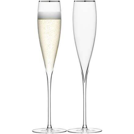 LSA SAVOY Champagne Flutes Platinum 7oz / 200ml (Pack of 2)