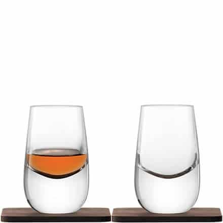 LSA WHISKY ISLAY Shot Glasses & Walnut Coasters 2.8oz / 80ml